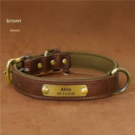 Dog Collar Engraved With Lettering To Prevent Loss Of Neck Collar (Option: Brown-XL)