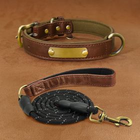 Dog Collar Engraved With Lettering To Prevent Loss Of Neck Collar (Option: Brown Suit-L)