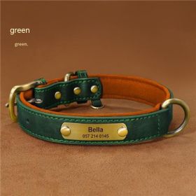 Dog Collar Engraved With Lettering To Prevent Loss Of Neck Collar (Option: Green-M)