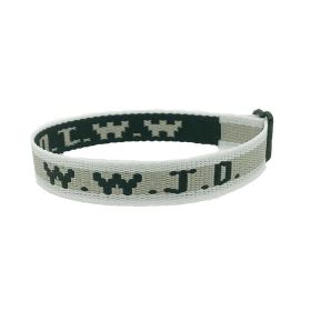 Jacquard Printed Wrist Strap Bracelet Ribbon Unisex WWJD Bracelet Adjustable Bracelet (Option: White Gray Jacquard)