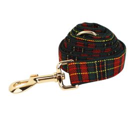 Christmas Pet Collar Plaid With Green Background Dog Rope Leash Suit (Option: Dog Leash-XS)