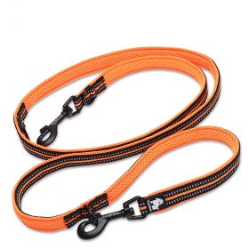 Pet Dog Multi-functional Hand Holding Rope Double-headed Outdoor Chain Crossbody Polyester Reflective (Option: Orange-S)