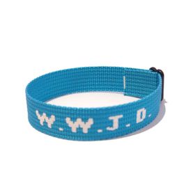 Jacquard Printed Wrist Strap Bracelet Ribbon Unisex WWJD Bracelet Adjustable Bracelet (Option: Sky Blue Printed)