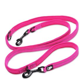 Pet Dog Multi-functional Hand Holding Rope Double-headed Outdoor Chain Crossbody Polyester Reflective (Option: Rose Red-M)