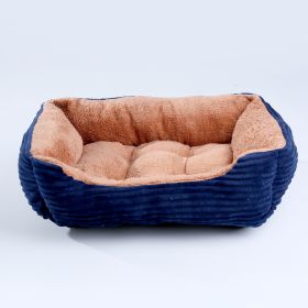 Four Seasons Universal Pet Bed Candy Color Square Kennel Teddy Pomeranian Mat Cat Nest Pet Bed (Option: Dark Blue-XL)