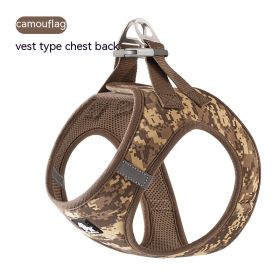 Dog Vest Strap Hand Holding Rope Breathable Lightweight (Option: Camouflage Brown-L)