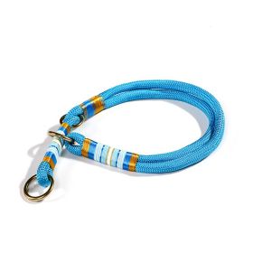 Dog Hand Holding Rope Anti Breaking Loose Collar (Option: Collar Peacock Blue-L)